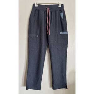 {SET} Heather Denim Figs Rafaela Scrub Top and High Waisted Yola Pants S